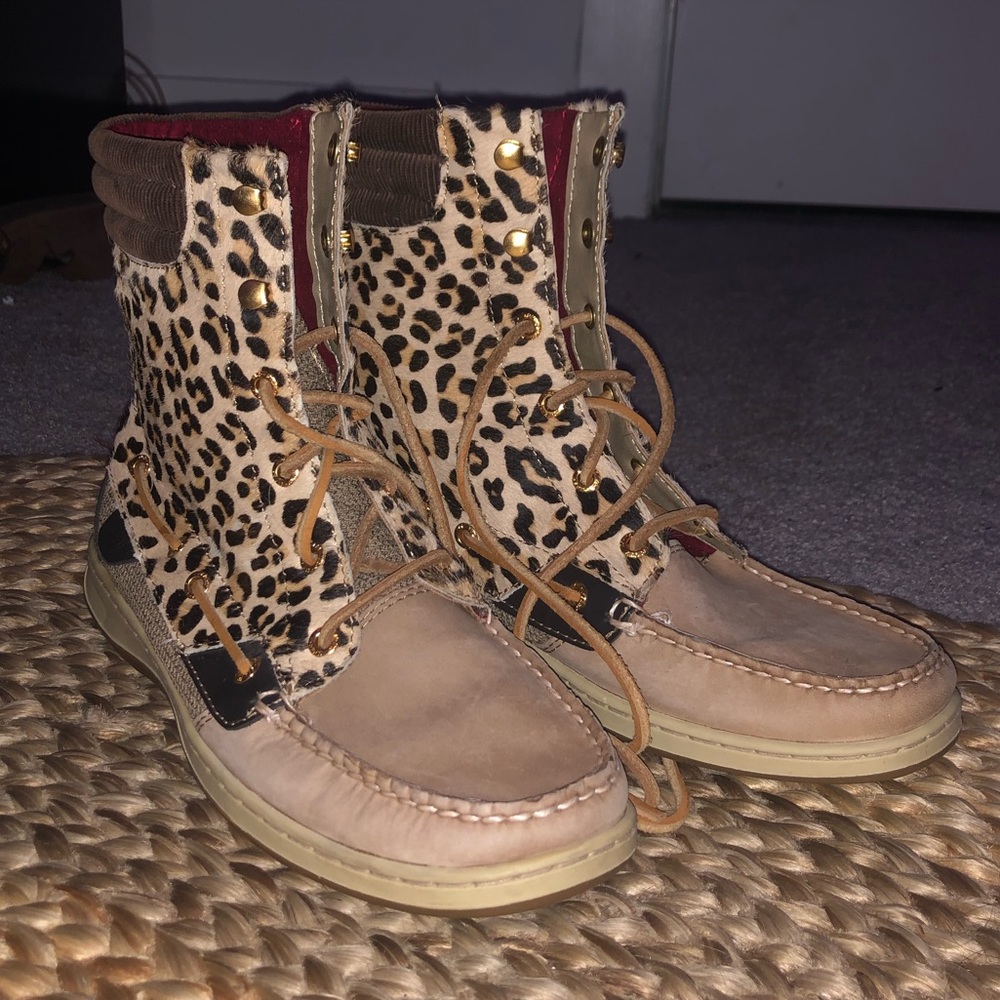 SPERRY CHEETAH COW LEATHER BOOTS